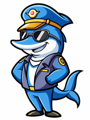 dolphin police mascot illustration, suitable for logo or mascot character