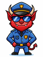 devil police mascot illustration, suitable for logo or mascot character