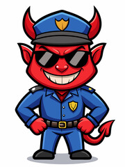 devil police mascot illustration, suitable for logo or mascot character