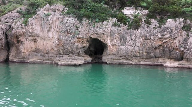 Hidden Sea Cave Below the Cliffs of Gaeta, View Toward the Nave di Serapo