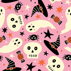 Halloween Pattern Pink Halloween Background
