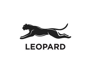 running silhouette wild cat leopard puma cheetah panther logo icon symbol design template illustration inspiration