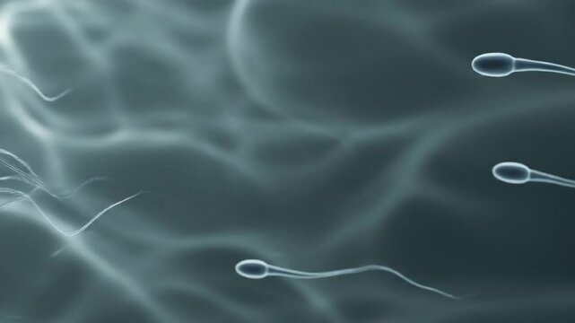 Sperm Cells Swimming in Fluid Microscopic View