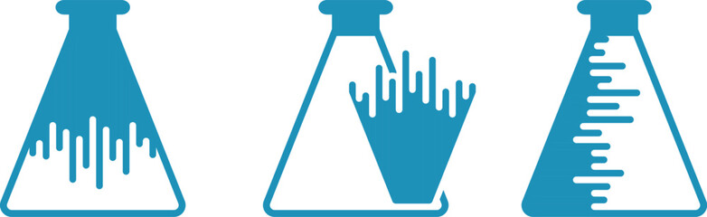 eau de toilette in glass bottles, cosmetics and perfumes, laboratory test tubes, science and study, broken down into layers