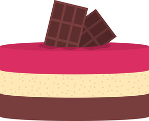 Neapolitan ice cream cake with three flavors and chocolate bars