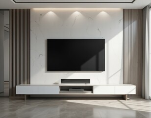 Fototapeta premium Modern Interior with Blank Smart TV Display