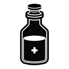 pharmacist element isolated liquid medicine bottle on white background