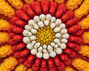 Abstract fractal flower art red orange yellow white