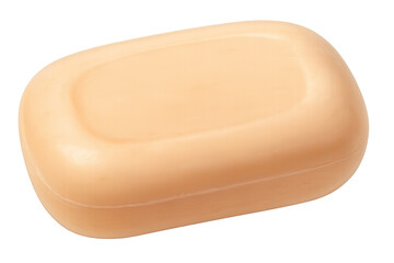 Creamy beige oval soap bar resting on transparent surface, delivering gentle cleansing with smooth, elegant aesthetic