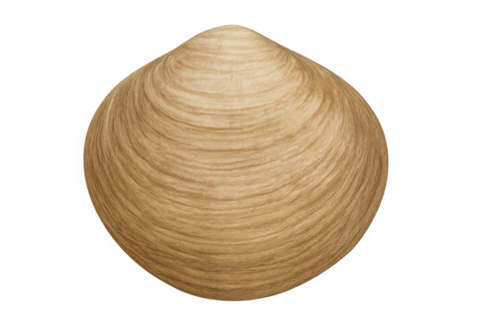 Studio shot of a closed smooth clam shell, isolated on transparent background, ideal for nature and seafood concepts