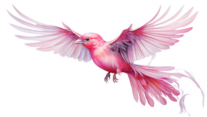 Obraz premium Pink Bird in Flight: Watercolor Painting of a Majestic Avian transparent background png