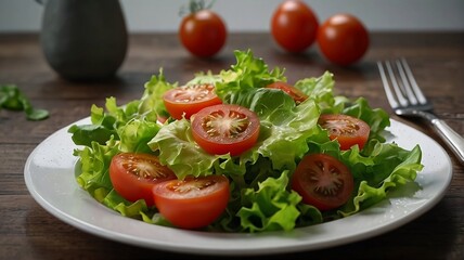 Bowl of Fresh Mixed Greens with Tomatoes. AI Generative