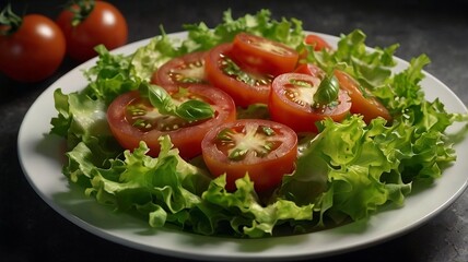 Bowl of Fresh Mixed Greens with Tomatoes. AI Generative