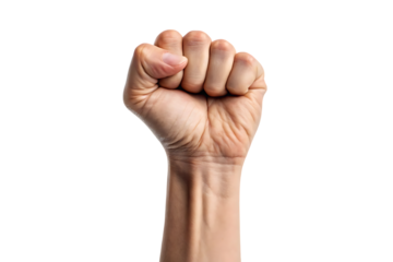 Raised fist symbolizing protest and power on transparent background