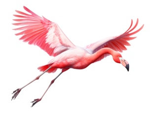 Pink Flamingo in Flight: Elegant Avian Artwork, Tropical Bird Illustration transparent background png