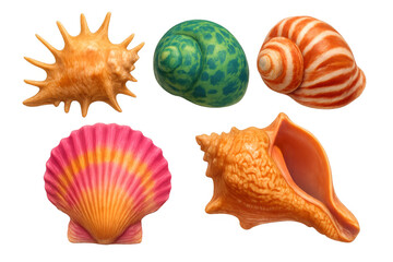 Obraz premium Vibrant, colorful seashells creating a summery and beach-themed image, perfect for travel and vacation projects