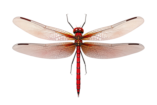 Red Dragonfly: Detailed Close-up of Insect Wings and Body transparent background png