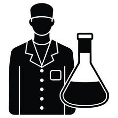 lab technician element isolated distilled water bottle on white background