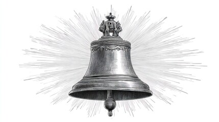 Silvery bell with radiant burst