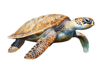 Stunning Hawksbill Sea Turtle: Detailed Painting transparent background png