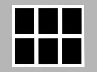 Blank photo frame design, vector collage template layout of six photo frames