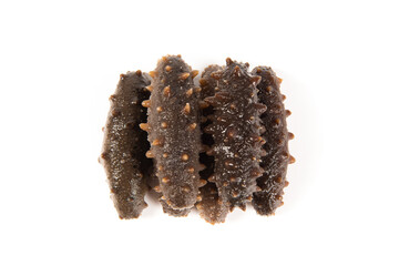 Raw sea cucumber trepang isolated on white background