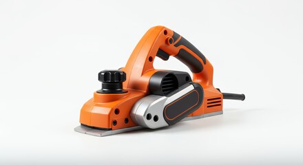 Fototapeta premium Orange gray electric planer on white background
