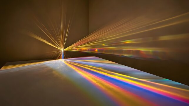 Abstract Light Rays Rainbow Spectrum Prism Beams