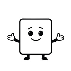 Vector art of a cheerful square cartoon character with arms outstretched, perfect for childrens illustrations, isolated on white background