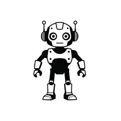 Vector art of a cute cartoon robot illustration, perfect for childrens books or educational materials, isolated on white background