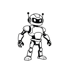 Vector art of a strong and powerful robot character vector illustration, ideal for science fiction or technology projects, isolated on white background