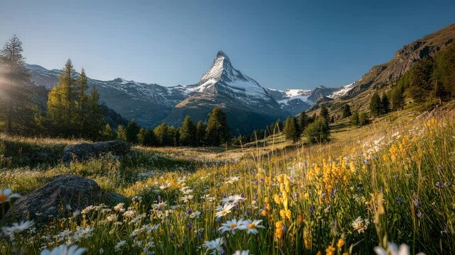 Golden Sunrise Below the Matterhorn &ndash; Alpine Wildflowers from Zermatt Trail