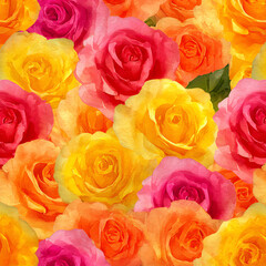 A bunch of roses in various colors