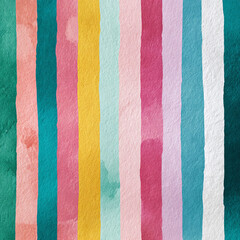 A colorful striped background with a white stripe