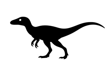 Fototapeta premium Sinosauropteryx Silhouette with Minimalist Black on White Contrast