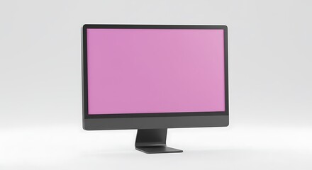 Modern Computer Monitor with Pink Screen: Digital Display, Creative Design & Technology Mockup.