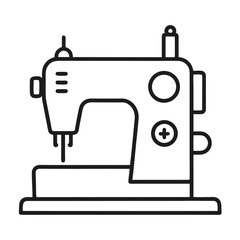 Sewing Machine Line Art Icon | Black and White Vector Illustration for Design and Branding