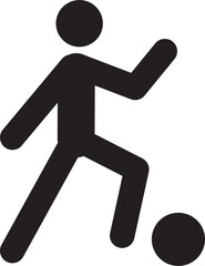 Person depicted in motion kicking a football representing an athletic sports action.