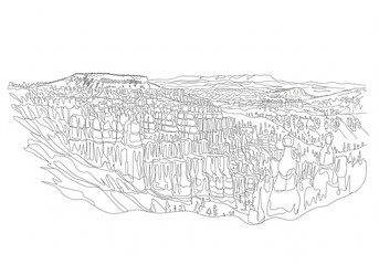 Obraz premium Bryce Canyon in United States one line drawing