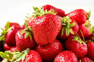 Fresh ripe strawberries on white background, closeup