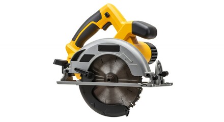 Power circular saw on white background
