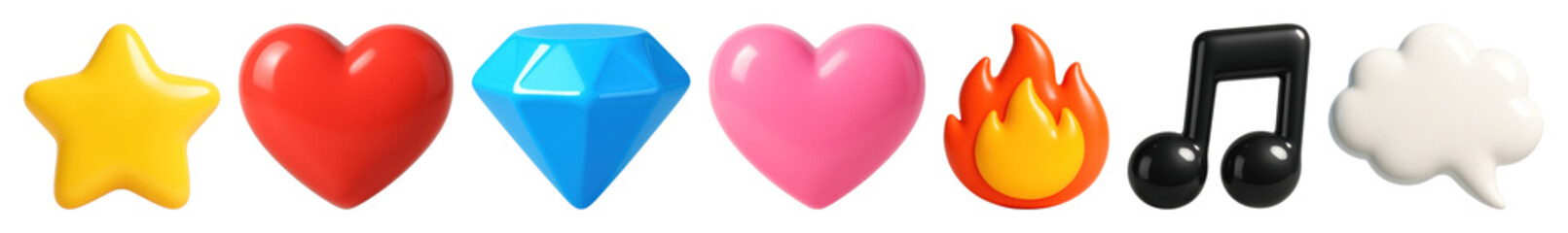 Fototapeta premium PNG Colorful emoji icons collection, element set on transparent background