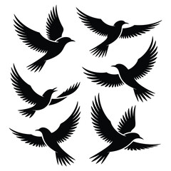 Obraz premium Pixel Art Birds: Six Soaring Silhouettes for Design Projects