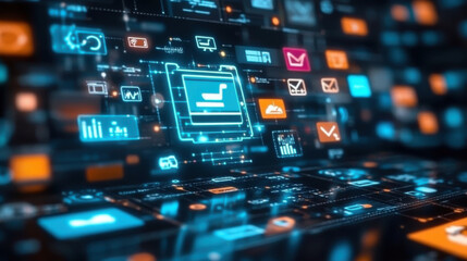 Obraz premium Digital marketing e-commerce symbol technology