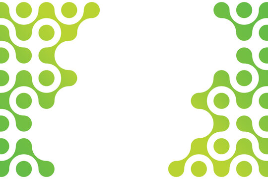 Abstract gradient background with abstract pattern of connected dots, metaball. Green gradient, minimalistic pattern of circles, dots. Vector illustration.
