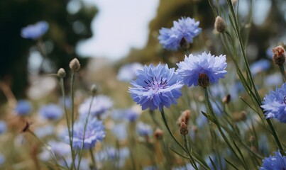 aesthetic photography of a cornflowers flowers, Generative AI