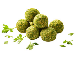 Obraz premium Delicious Green Herb Meatballs: Recipe Inspiration & Food Photography transparent background png