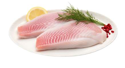 Fresh Tilapia Fish Fillet: Two Raw Portions, Culinary Preparation Guide transparent background png