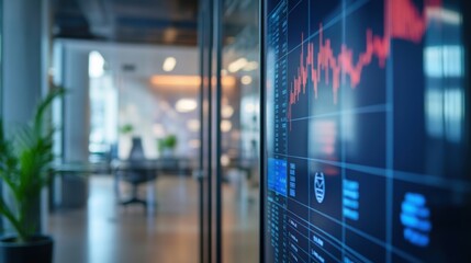 an endowment fund tracker, blurred background of a modern office space,