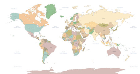 World Map vector. Detailed illustration of worldmap